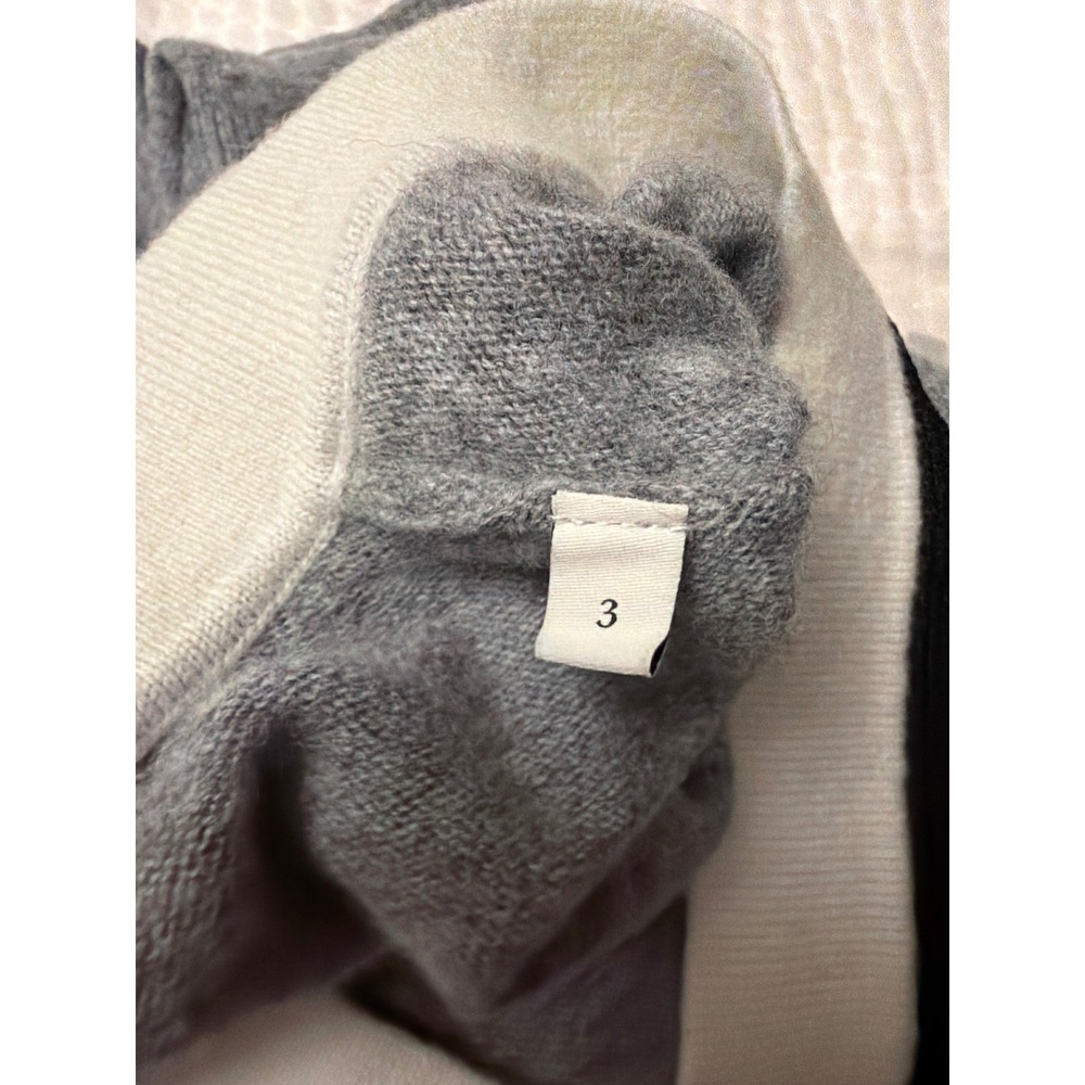 SANDRO Alisson  sz L / 3 V-Neck Sweater Wool Cashmere Grey Black White Soft - Picture 12 of 12